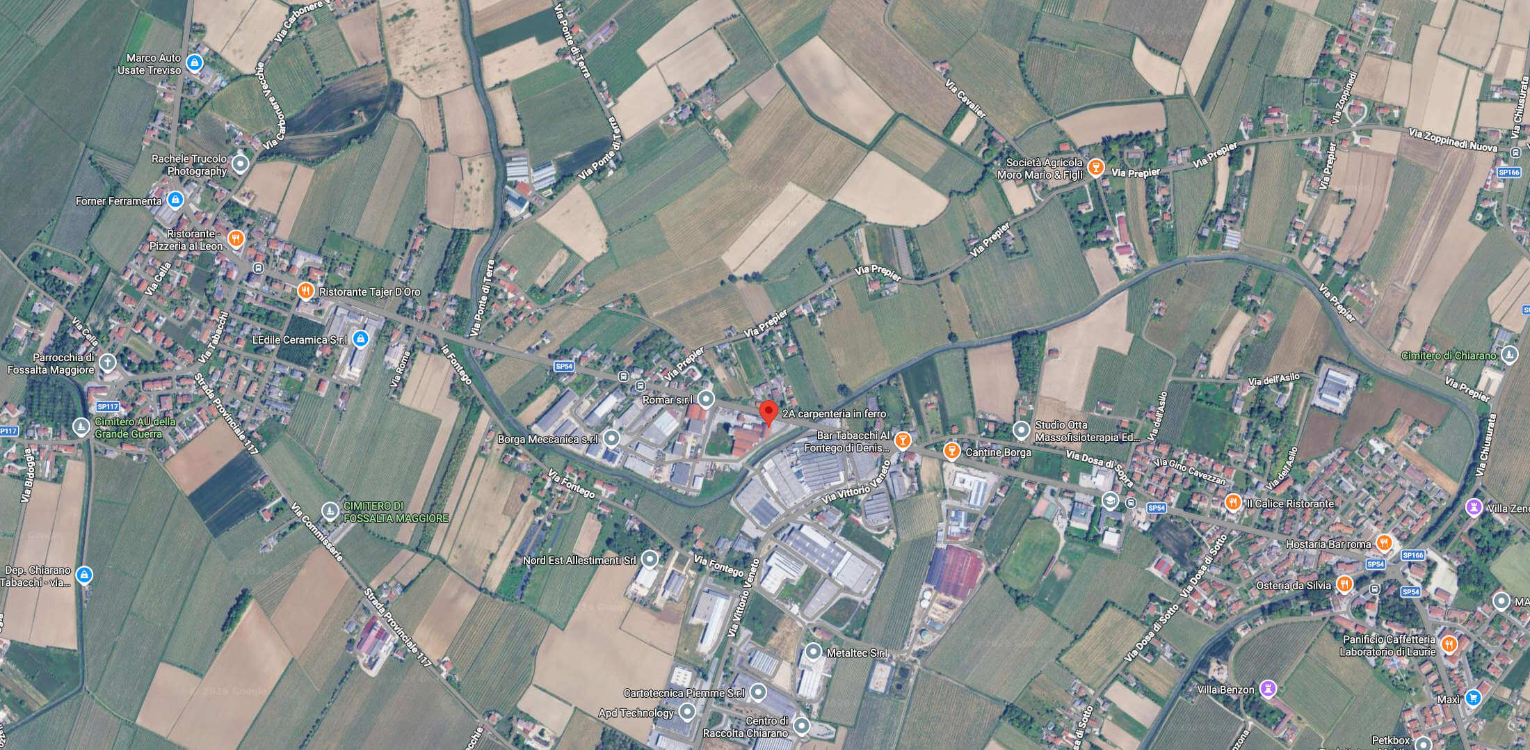 Mappa con la posizione della sede di 2A Carpenteria in Ferro